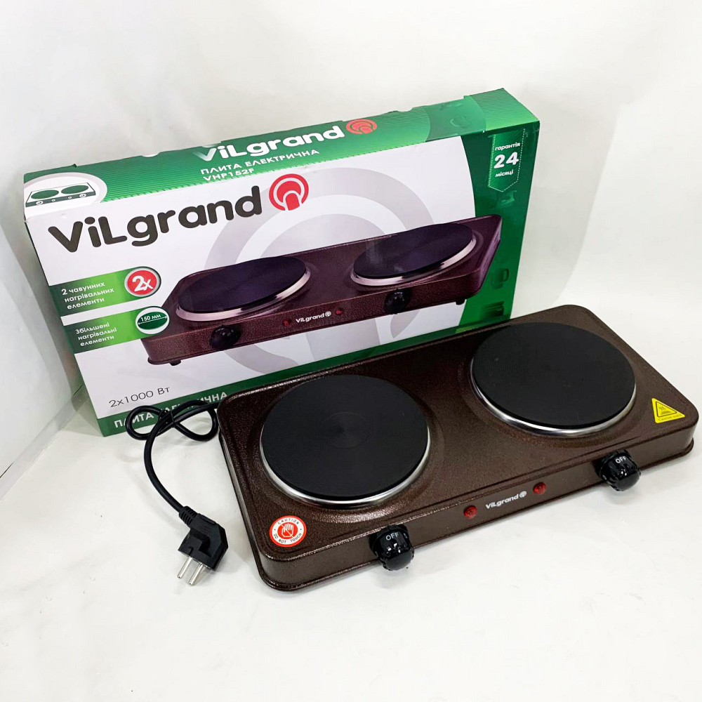 Плита электрическая настольная компактная ViLgrand VHP152F 1000 Вт, Бытовая настольная плита для дома YP-59 Львов - изображение 1