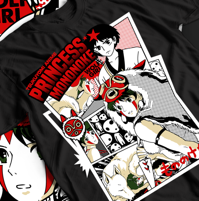 Футболка аниме Аниме Принкесс Мононоке Фанс оверсайз (S/M/L) Черний AnimeJ0578 Днепр - изображение 1