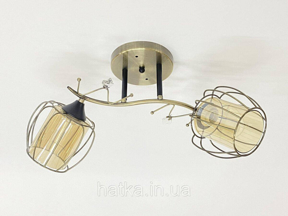Стельова люстра на 2 плафони 91186/2 бронза+чорний Київ - фото 1