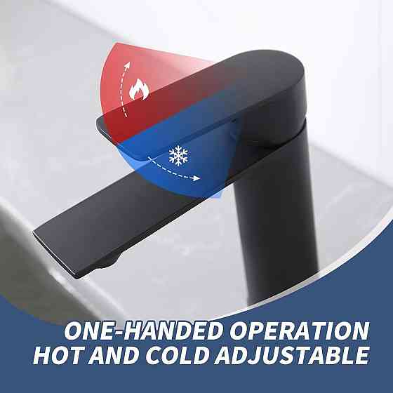 Змішувач для ванни HOMELODY E44022000 Чорний матовий одноважільний для раковини та ванни латунь регулювання потоку Київ