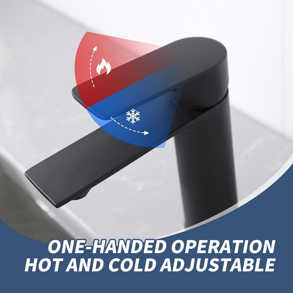 Змішувач для ванни HOMELODY E44022000 Чорний матовий одноважільний для раковини та ванни латунь регулювання потоку Київ - фото 5