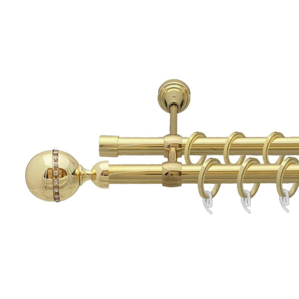 Карниз Orvit Кортеза металевий дворядний литий гладка труба кільце фасонне металеве  Золото 19\19 мм 200 см (00-00009455) Львів - фото 1