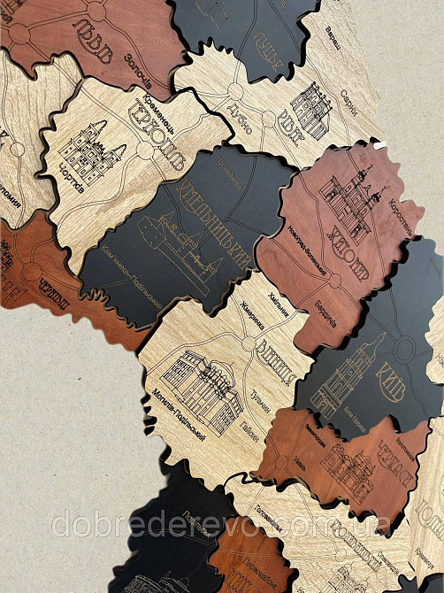 Дерев'яна карта України "Козацька" 150х100 Вижниця - фото 7