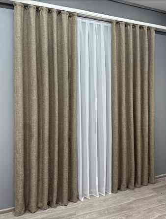 Комплект готовых штор VR-Textil Лен Мешковина № 1770ш Какао 100х270см 2 шт (31-821) Киев