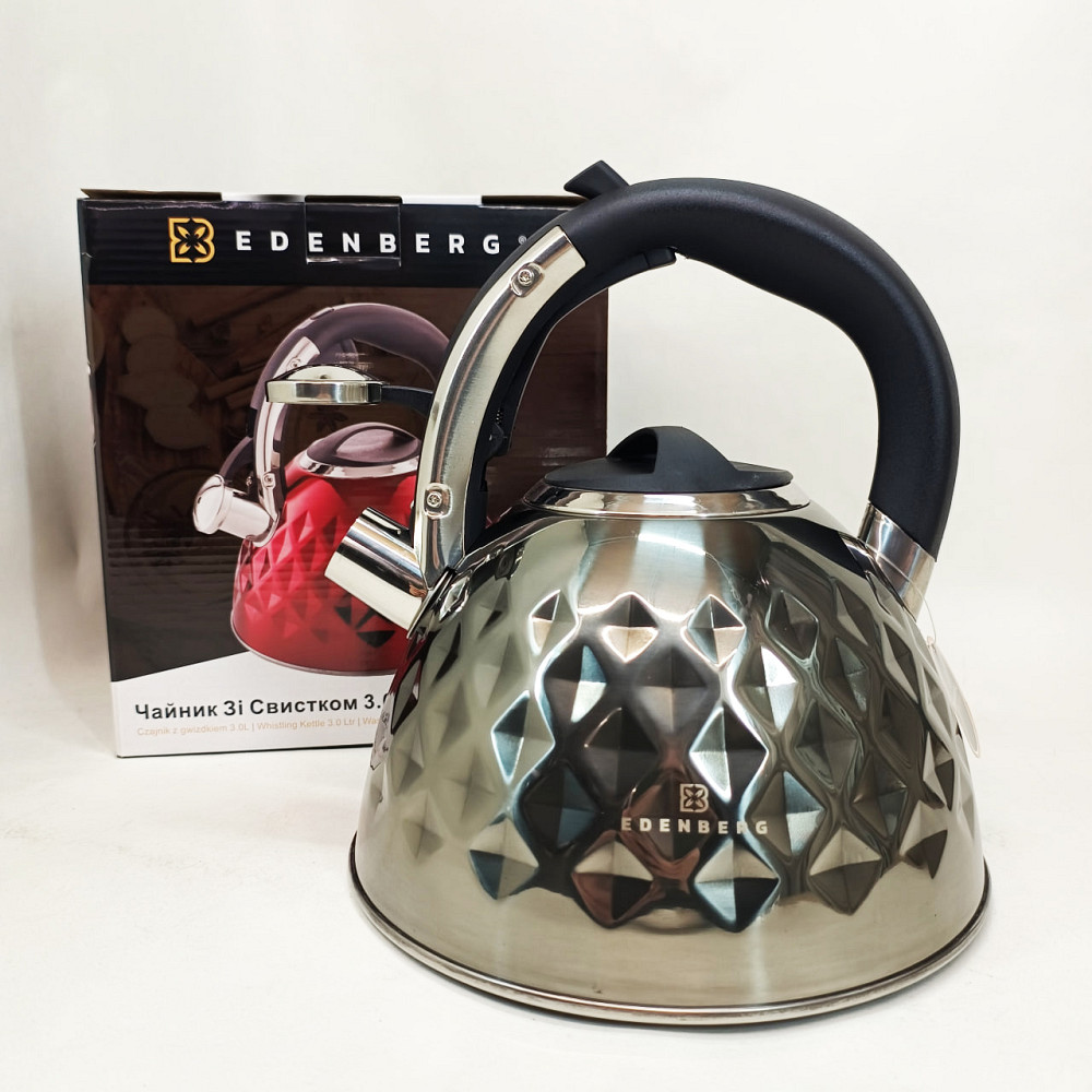 Чайник на три литра для плиты, Чайник с удобным носиком для налива воды Современный со свистком EO-72 Львов - изображение 6