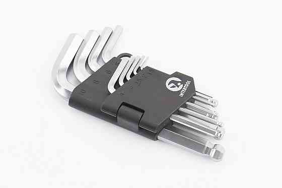 Набір Г-подібних ключів з кулястим наконечником HEX (1,5/2/2,5/3/4/5/6/8/10мм) CrV HT-0605 Київ