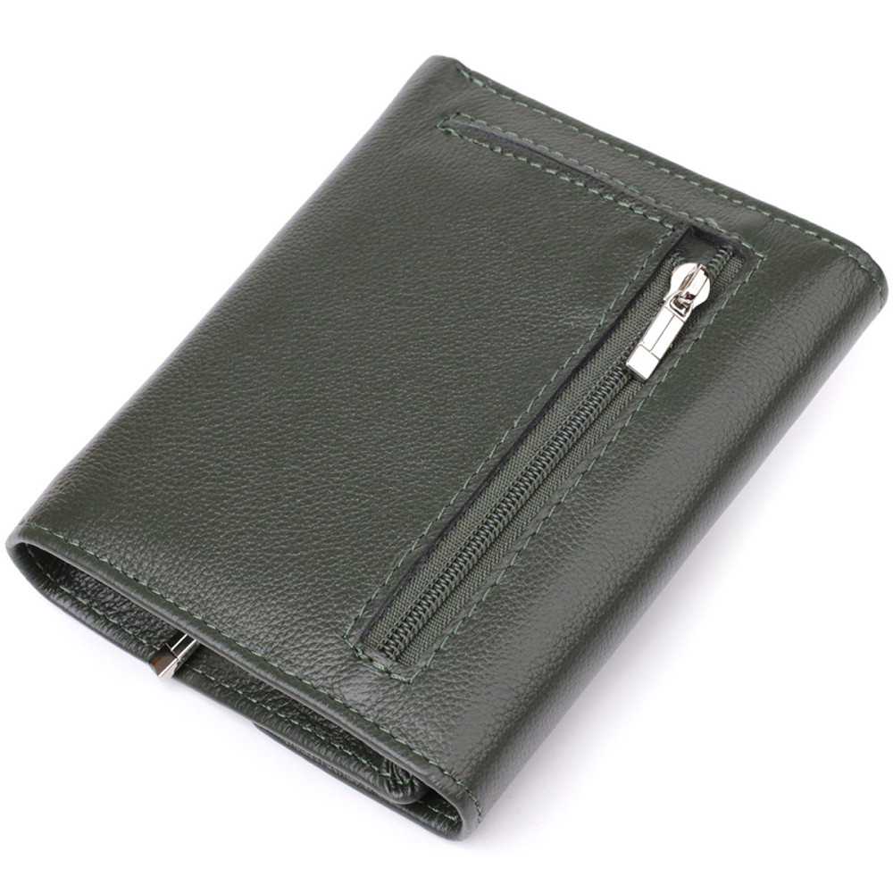 Стильний гаманець середнього розміру із натуральної шкіри ST Leather 23075 Зелений Київ - фото 2