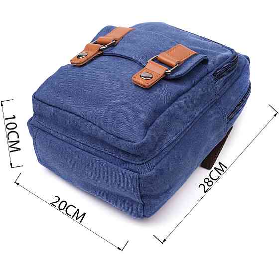 Универсальная сумка-рюкзак с двумя отделениями из плотного текстиля Vintage 22165 Синий Киев