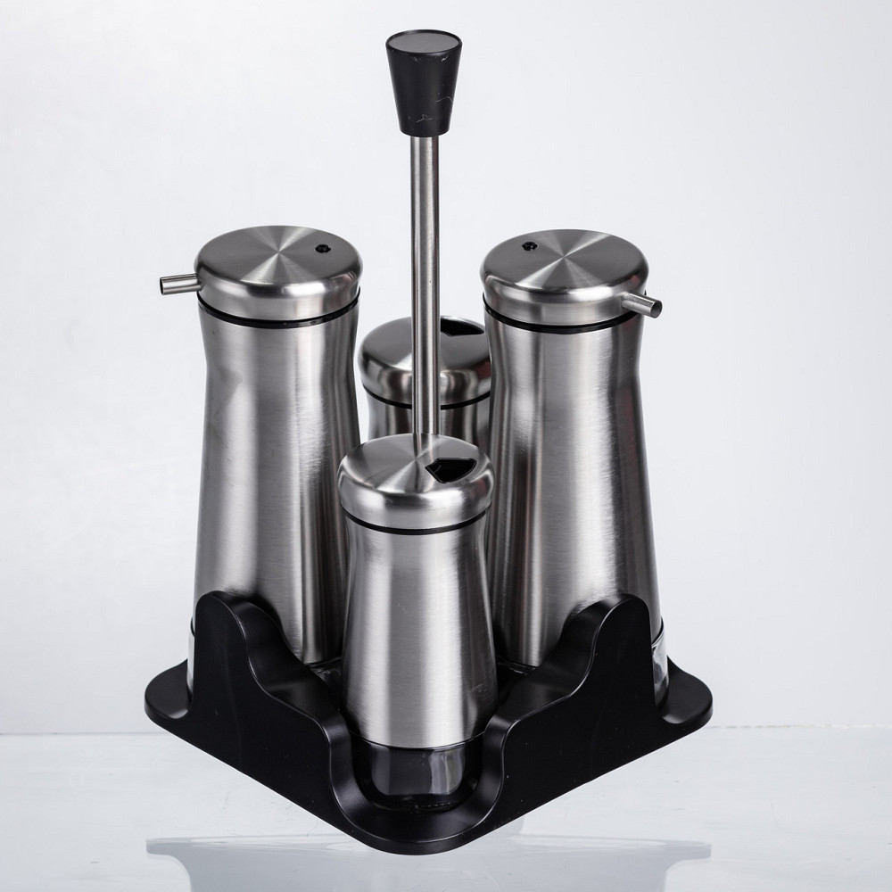 Набір баночок для спецій та рідких текстур 4 предмети на підставці, сталь HP-1346 Коломия - фото 1