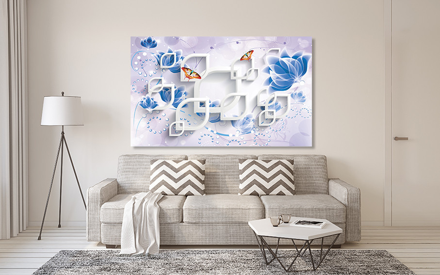 Картина полотно у вітальню / спальню    Абстракція метелики    MLP_261 ( 60х30см ) 60x100 см Київ - фото 2