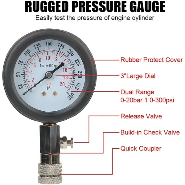 Компрессионный Манометр Тестер Давление В Цилиндре С Набором Аксессуаров В Кейсе Одеса - фото 7