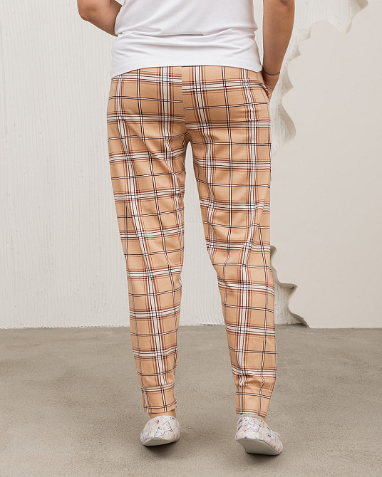 Женские пижамные штаны - бежевые в клетку Nicoletta 1126Ш M Киев - изображение 5