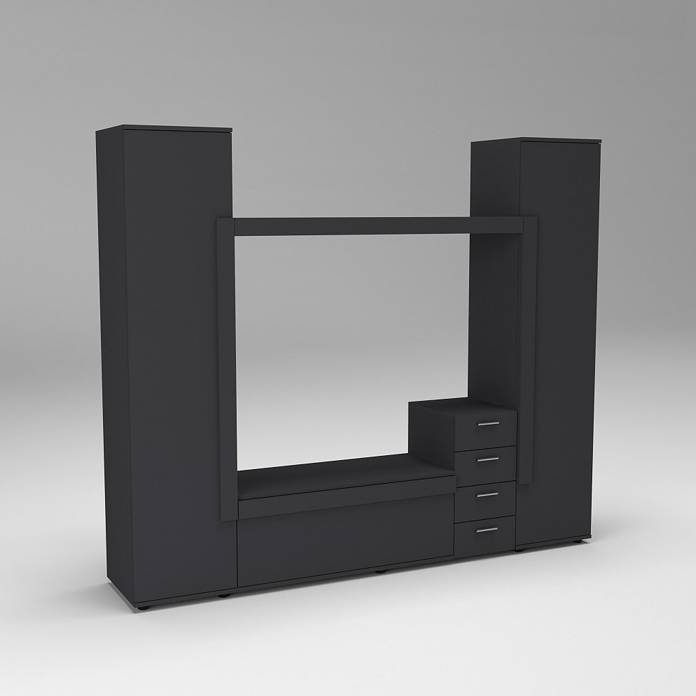 Стенка в гостиную под ТВ Эхо-2, Антрацит, 2160х420х1850 Львов - изображение 3