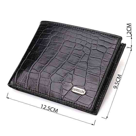 Стильне чоловіче портмоне з натуральної шкіри з тисненням під крокодила CANPELLINI 21867 Чорний Київ