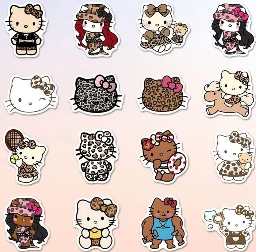 Наклейки Hello Kitty леопард Y2K стикеры 50 шт граффити стиль Киев - изображение 3