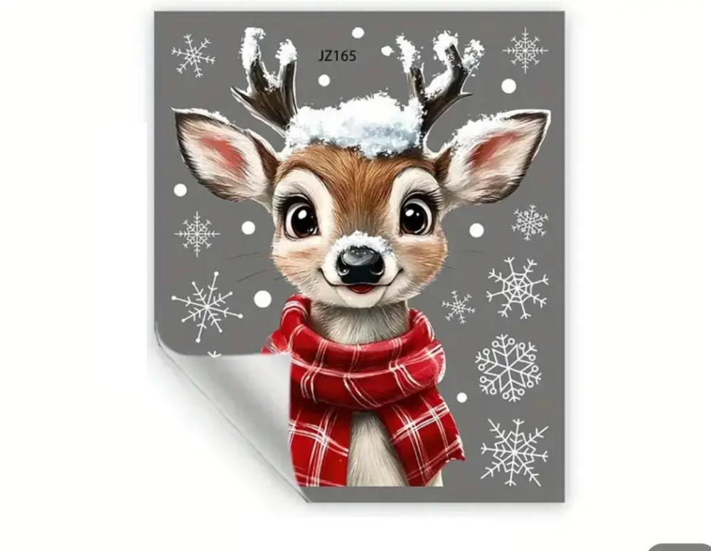 Новорічна наліпка на вікно Олень 30 на 25 см коричневий Київ - фото 6