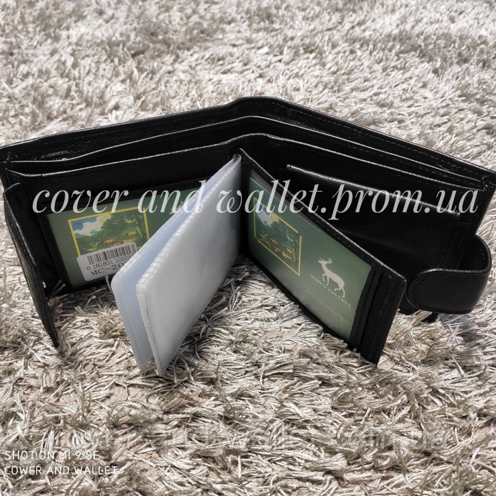 Стильный кожаный мужской кошелек с визитницей на застежке Marco Coverna Киев - изображение 3