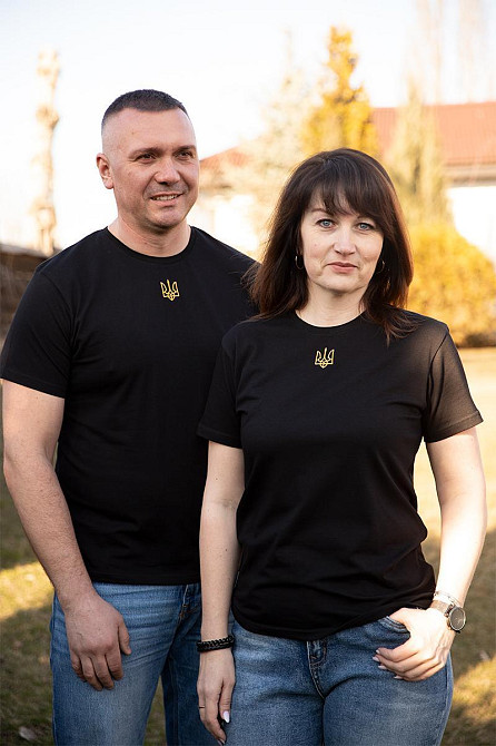 Футболка з вишивкою "Герб", чорна, 95% бавовна, для дітей і дорослих топ 52/54 Крохатушка одяг Київ - фото 1