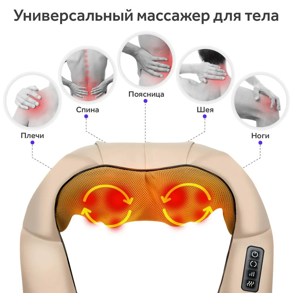 Массажная подушка для дома и машины massager of neck, Подушка массажер для шеи в машину PF-62 Львов - изображение 12