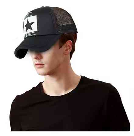 Летняя бейсболка в сеточку с принтом звезда для мужчин и женщин 54-60 черный с белым Киев