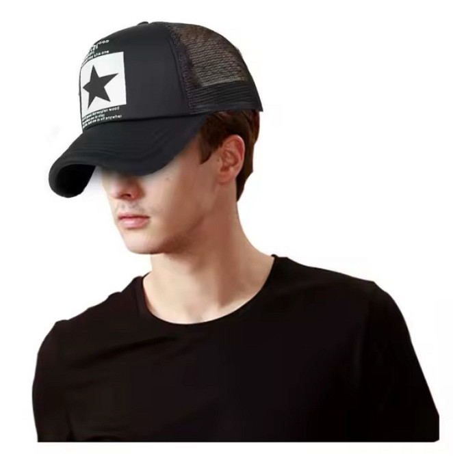 Летняя бейсболка в сеточку с принтом звезда для мужчин и женщин 54-60 черный с белым Киев - изображение 2