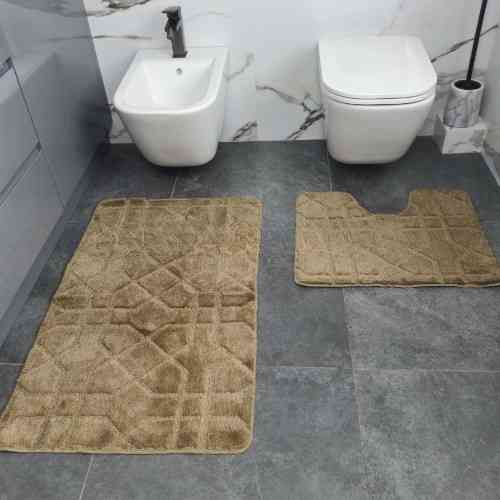 Набір килимків для ванної кімнати 2шт 57*100см+57*50см U-виріз Геометрія Joy бежевий тафтинг Дариана Житомир