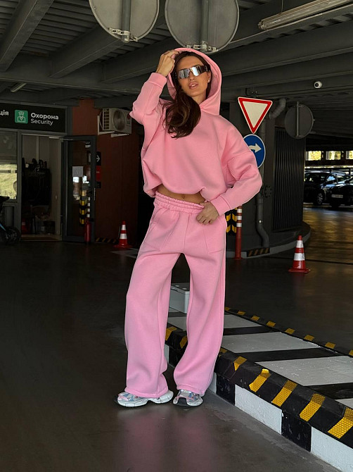 Базовий жіночий костюм з об’ємним худі Рожевий 42/46 Харків - фото 3