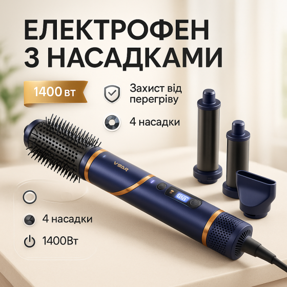 Фен для ефективного укладання волосся, Стайлер-гребінець для випрямлення волосся, Фен-щітки стайлери KB-79 Львів