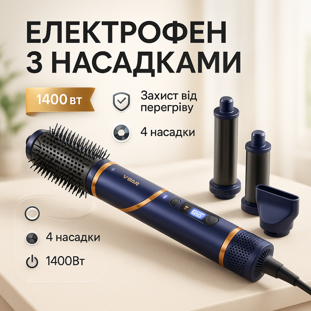 Качественный фен для волос VGR 4 в 1 V-474, Фен для волос с насадками универсальный KB-79 Львов - изображение 2