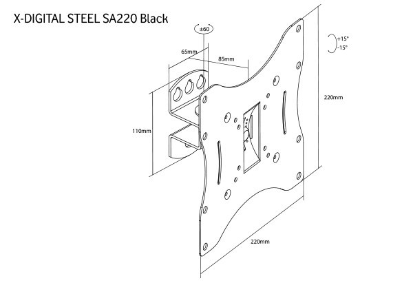 Кронштейн настінний X-Digital STEEL SA220 Black (6093239) Київ - фото 3