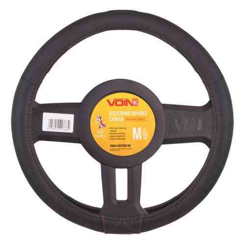 Шкіряний перфорований чохол на кермо VLOD-L2031 BK M чорний з боковинами Харків