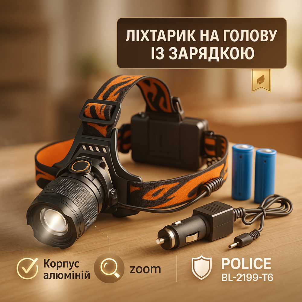 Головной фонарь аккумуляторный светодиодный мощный POLICE, Светодиодный фонарь для работы на голове IV-93 Львов - изображение 10