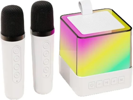 Дитяча караоке-колонка K18 з RGB-підсвічуванням, Bluetooth 5.1, 2 мікрофони, FM, USB, акумулятор Одеса