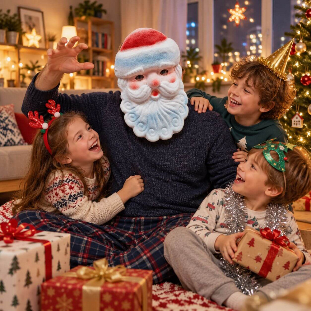Эко-маска взрослая ДЕД МОРОЗ, на резинке. Велюр-мех, ткань, пшеничный клей Киев - изображение 10