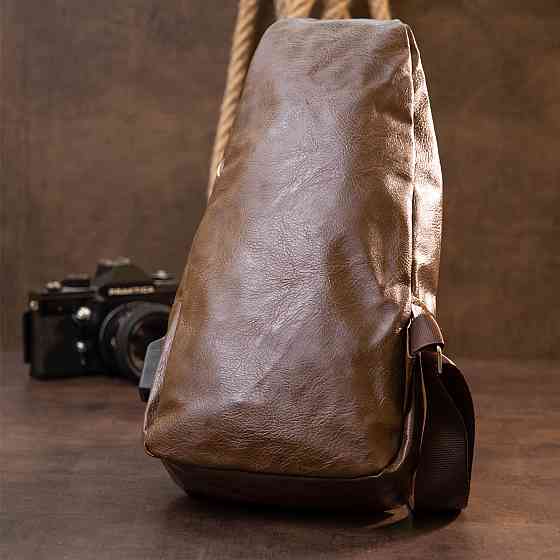 Сумка кросс боди с эмблемой из кожзама Vintage 20569 Коричневая Киев