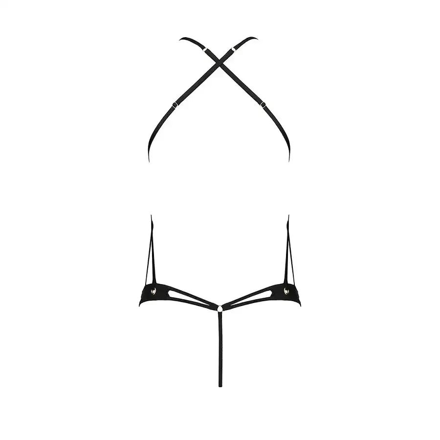 Боді з відкритим доступом Passion TASMINA BODY XXL/XXXL, black, екошкіра, шнурівки, ажурні мережива Львов - изображение 4