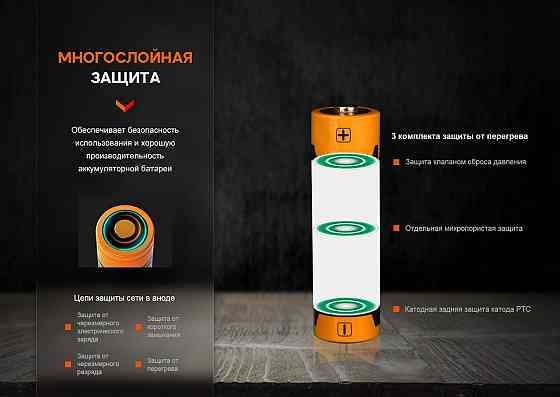 Акумулятор AA Fenix ​​ARB-L14-1050 Li-ion 3.6V (Чорно-жовтогарячий) Київ