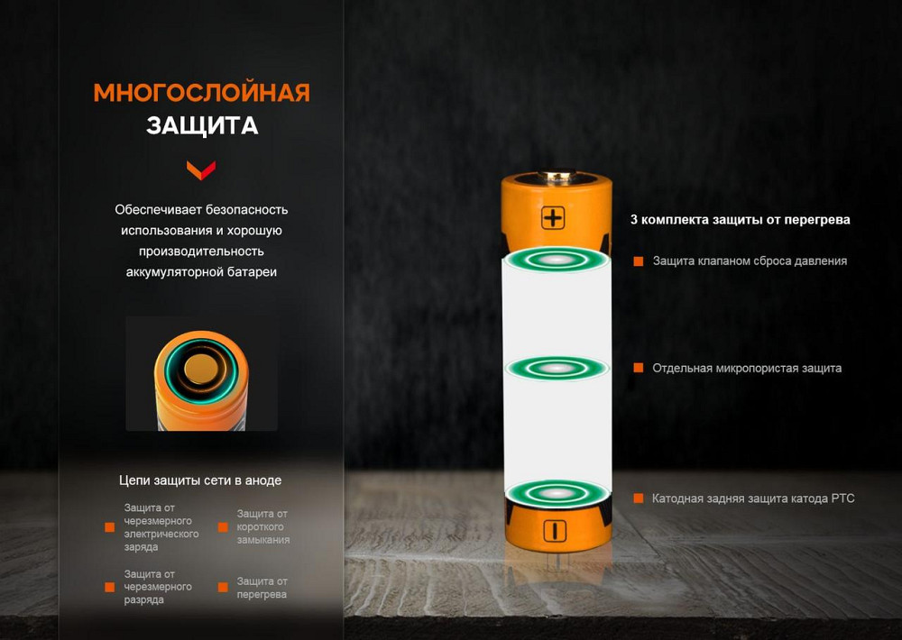 Акумулятор AA Fenix ​​ARB-L14-1050 Li-ion 3.6V (Чорно-жовтогарячий) Київ - фото 4