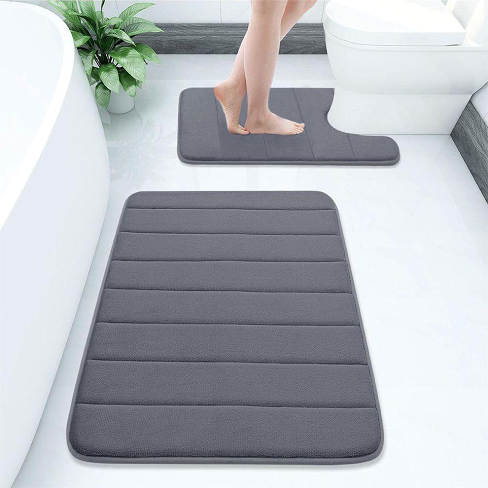 Набор 2 коврика для ванной Aquarius с эффектом памяти 50х80 см, U-образный 50х50 см Графит в полоску Буча - изображение 9