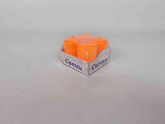 Цветная Цилиндр парафиновая свеча (40/60) ОРАНЖЕВАЯ крашеная  внутри белая (4 шт) Харьков