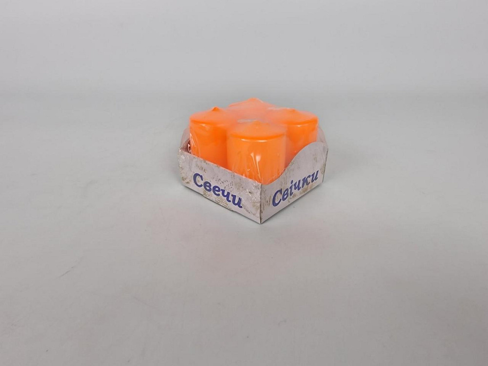 Кольорова Циліндр парафінова свічка (40/60) ОРАНЖОВА фарбована всередині біла (4 шт.) Харків - фото 1