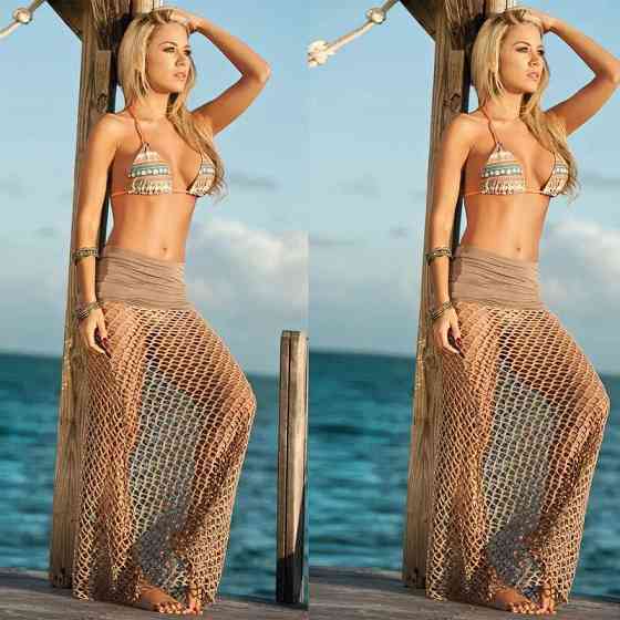 Пляжна спідниця в сітку універсальний бежевий Київ