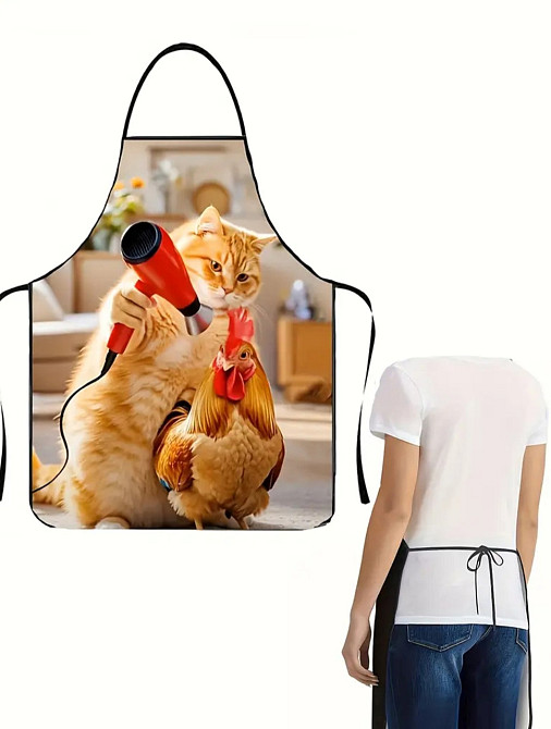 Фартух з приколом Петух з котом 80 на 60 см різнобарвний Київ - фото 5