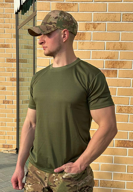 Військова футболка олива ЗСУ, тактична бойова футболка Coolmax, якісна чоловіча літня футболка Львів - фото 5