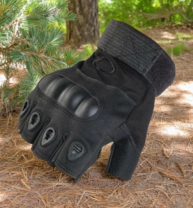 Тактичні рукавички без пальців чорні 104. Розмір XL Дніпро - фото 1