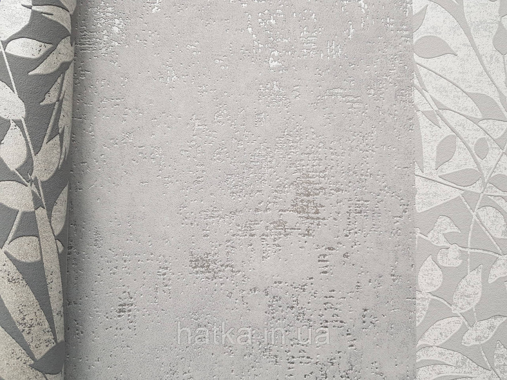 Шпалери вінілові на флізеліні AS creation The Bos 0.53х10 під штукатурку ефект потертості сов сірі зі сріблом Київ - фото 2
