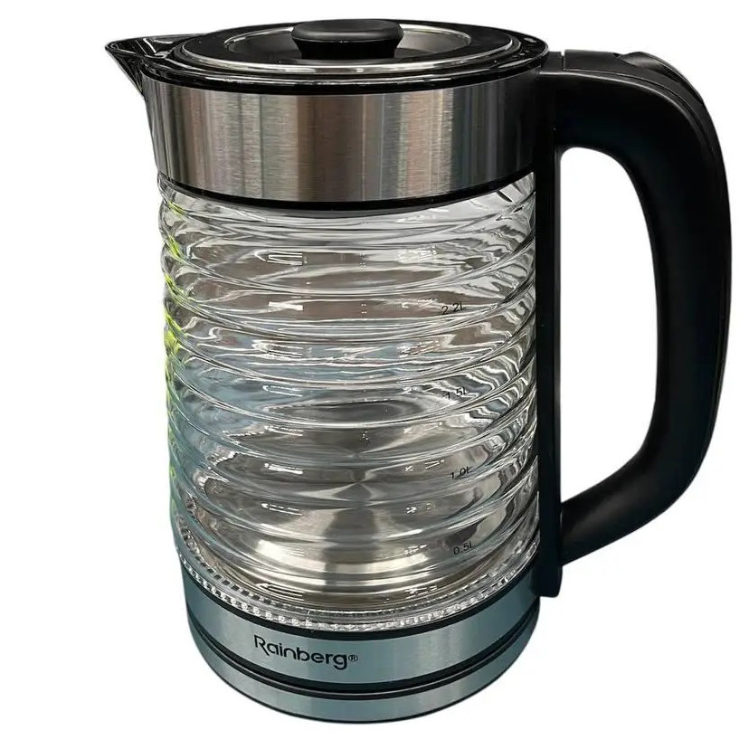 Электрочайник Rainberg RB-2312 стеклянный дисковый чайник 2.2л 2200Вт Silver FY-83 Львов - изображение 1