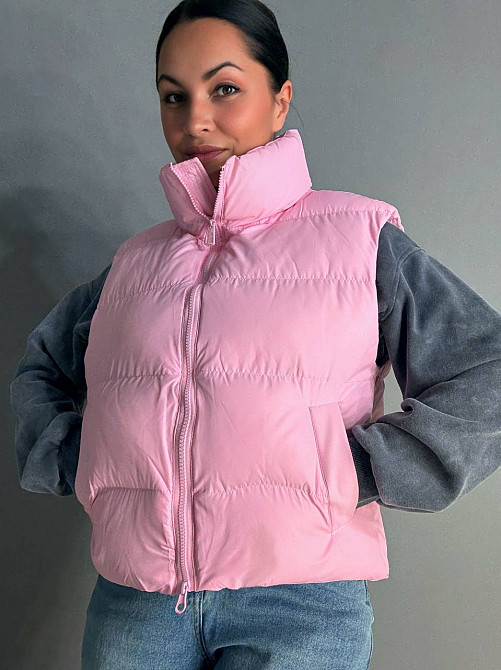 Жилетка женская A-N 10013 дутая без капюшона розовая, розовый, 44 Киев - изображение 19