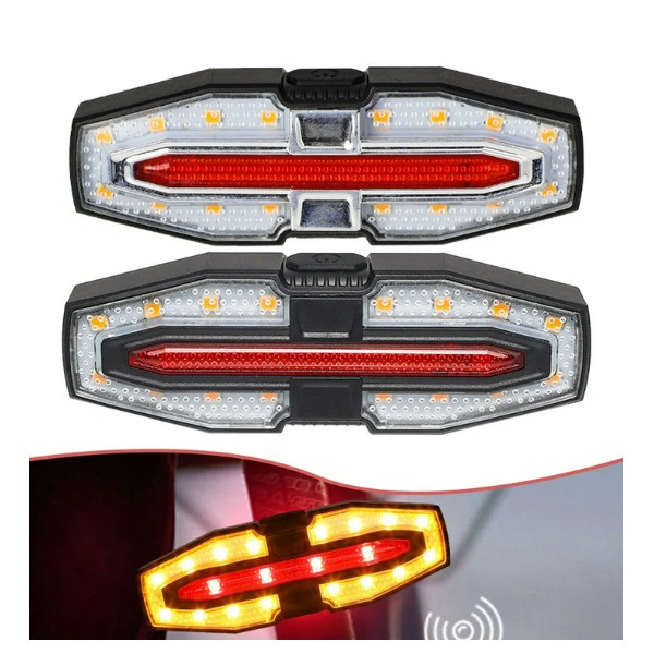 Велоліхтар Waterproof LY-5510 Red+Yellow Type-C Li-Ion із зазначенням поворотів Бровари - фото 7