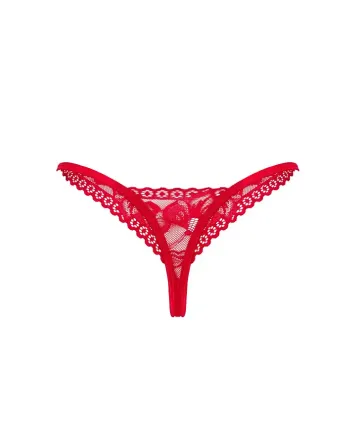 Мереживні стрінги Obsessive Lacelove thong XL/2XL Red, низька посадка Львов